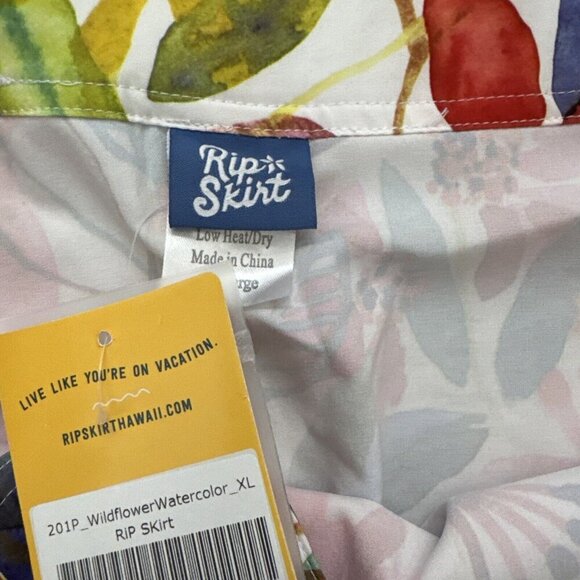 Rip Skirt Hawaii Women's Wildflower Watercolor Knee Length Wrap Coverup Size XL - Picture 4 of 5